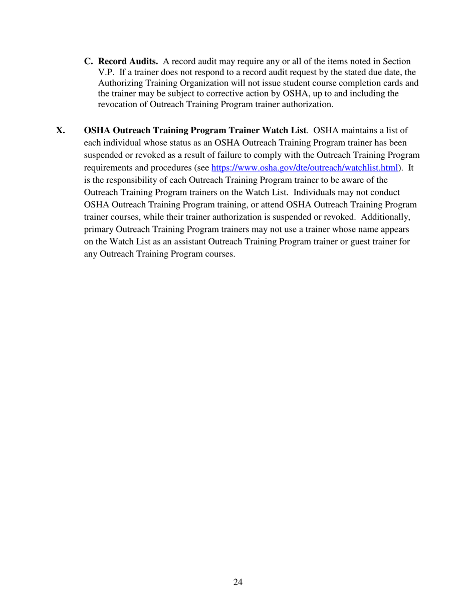 Outreach Training Program Requirements, Page 28