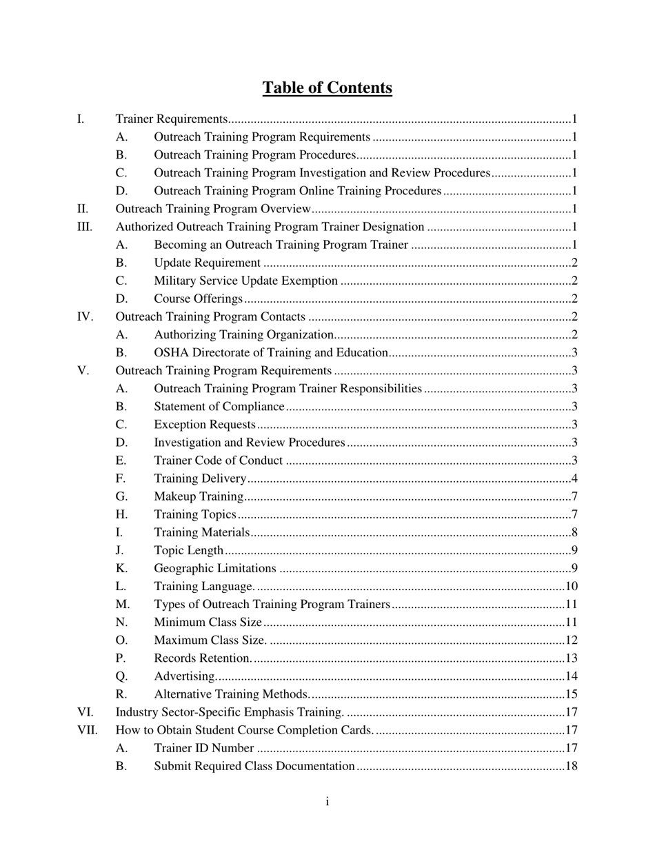 Outreach Training Program Requirements, Page 3