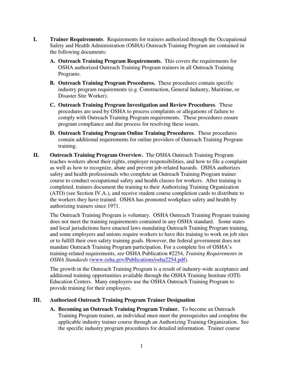 Outreach Training Program Requirements, Page 5