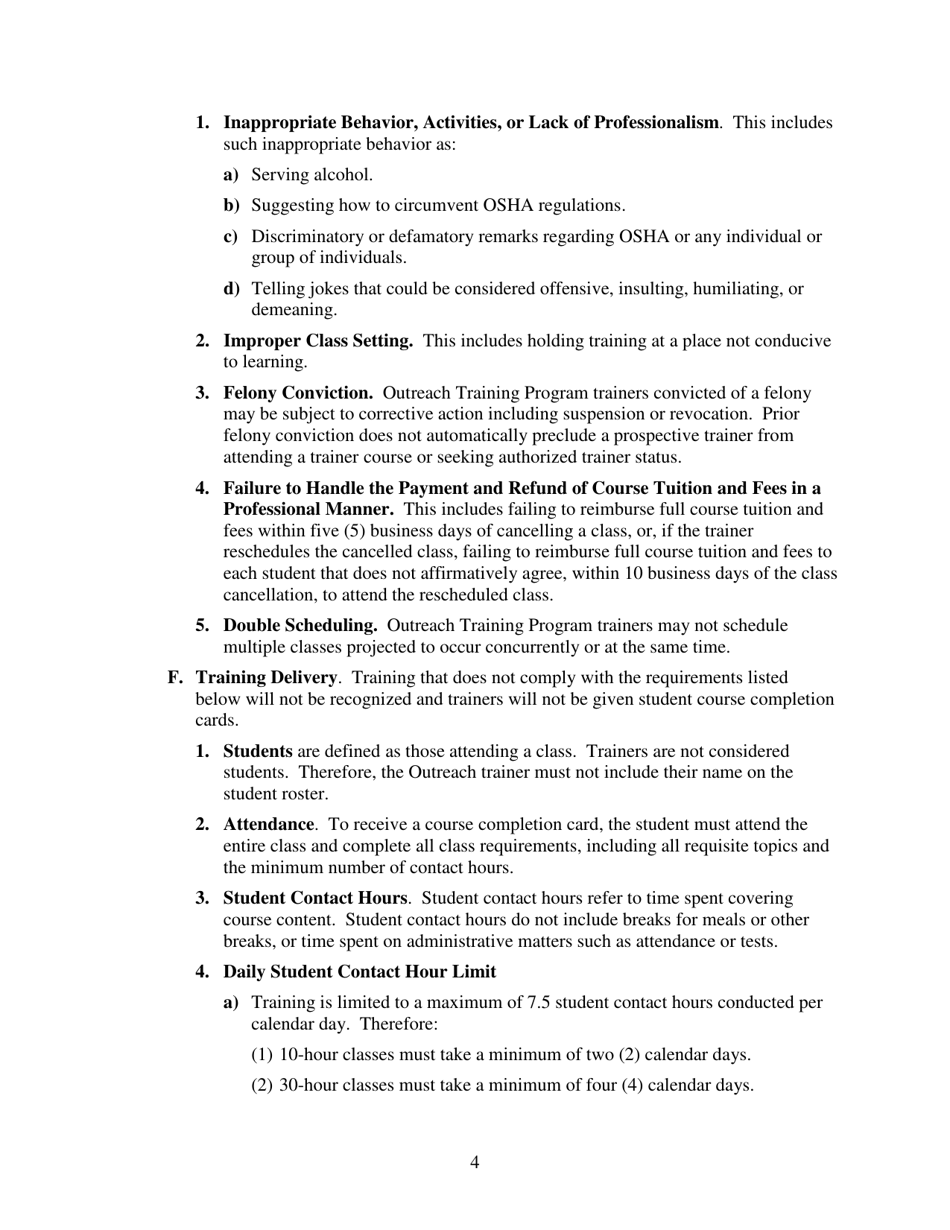 Outreach Training Program Requirements, Page 8