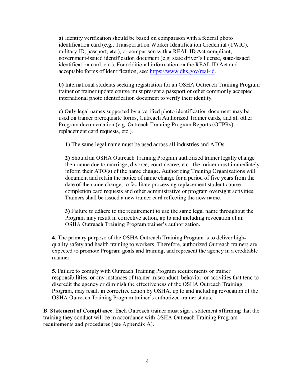 Outreach Training Program Requirements, Page 10