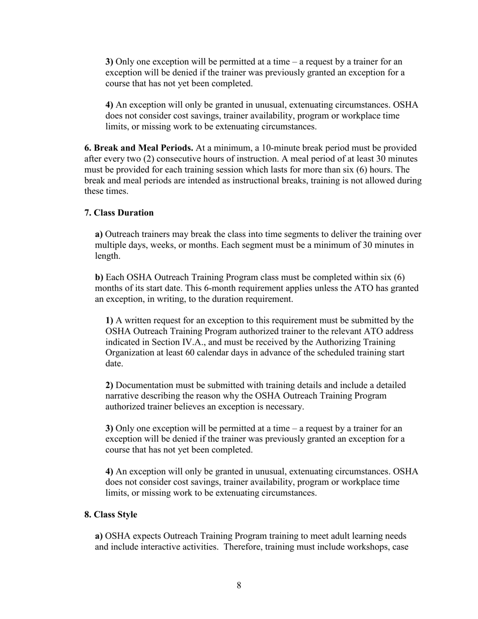 Outreach Training Program Requirements, Page 14