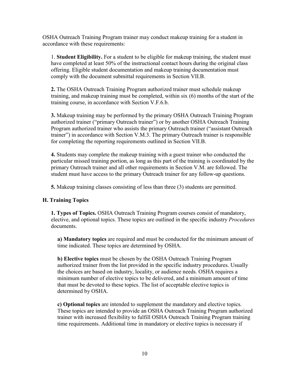 Outreach Training Program Requirements, Page 16