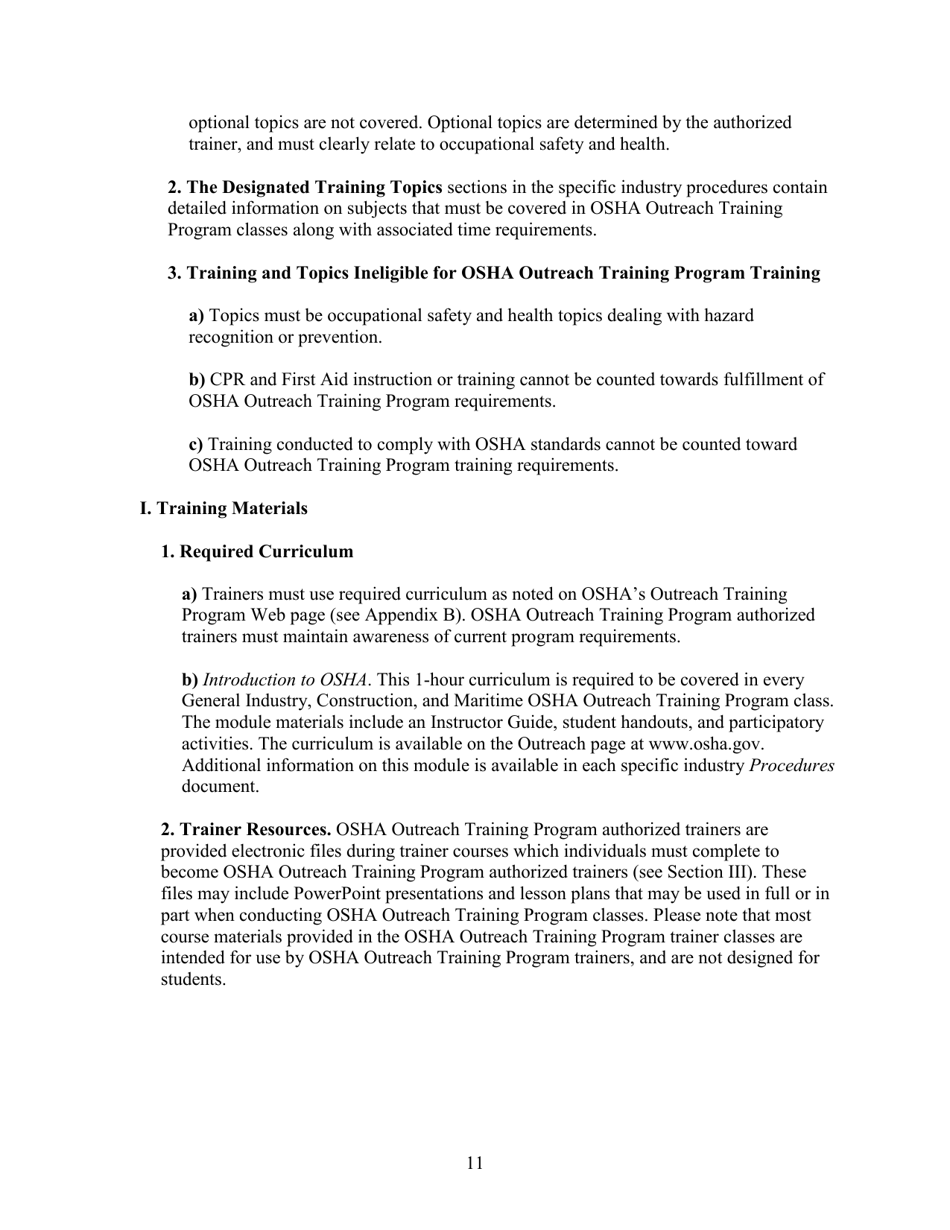 Outreach Training Program Requirements, Page 17