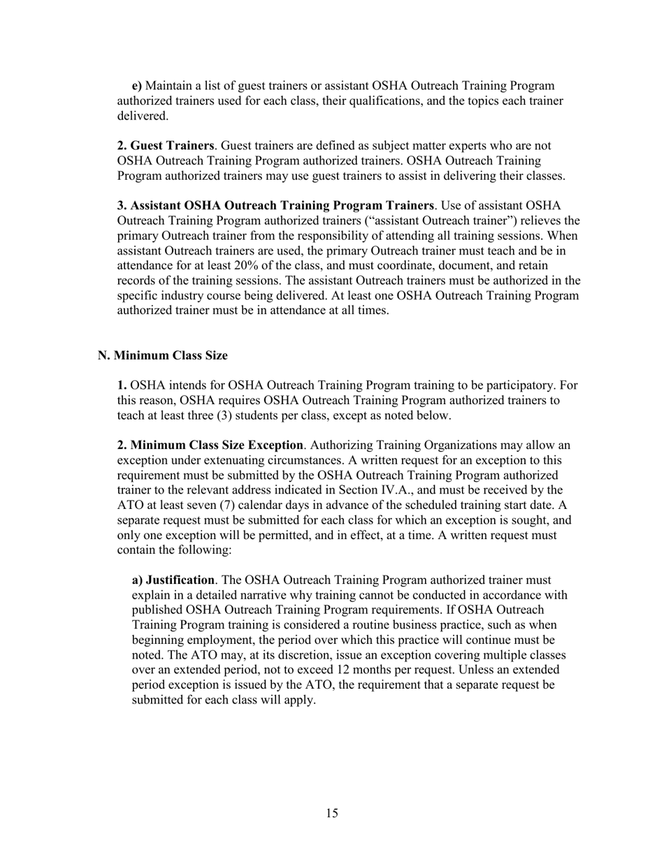 Outreach Training Program Requirements, Page 21