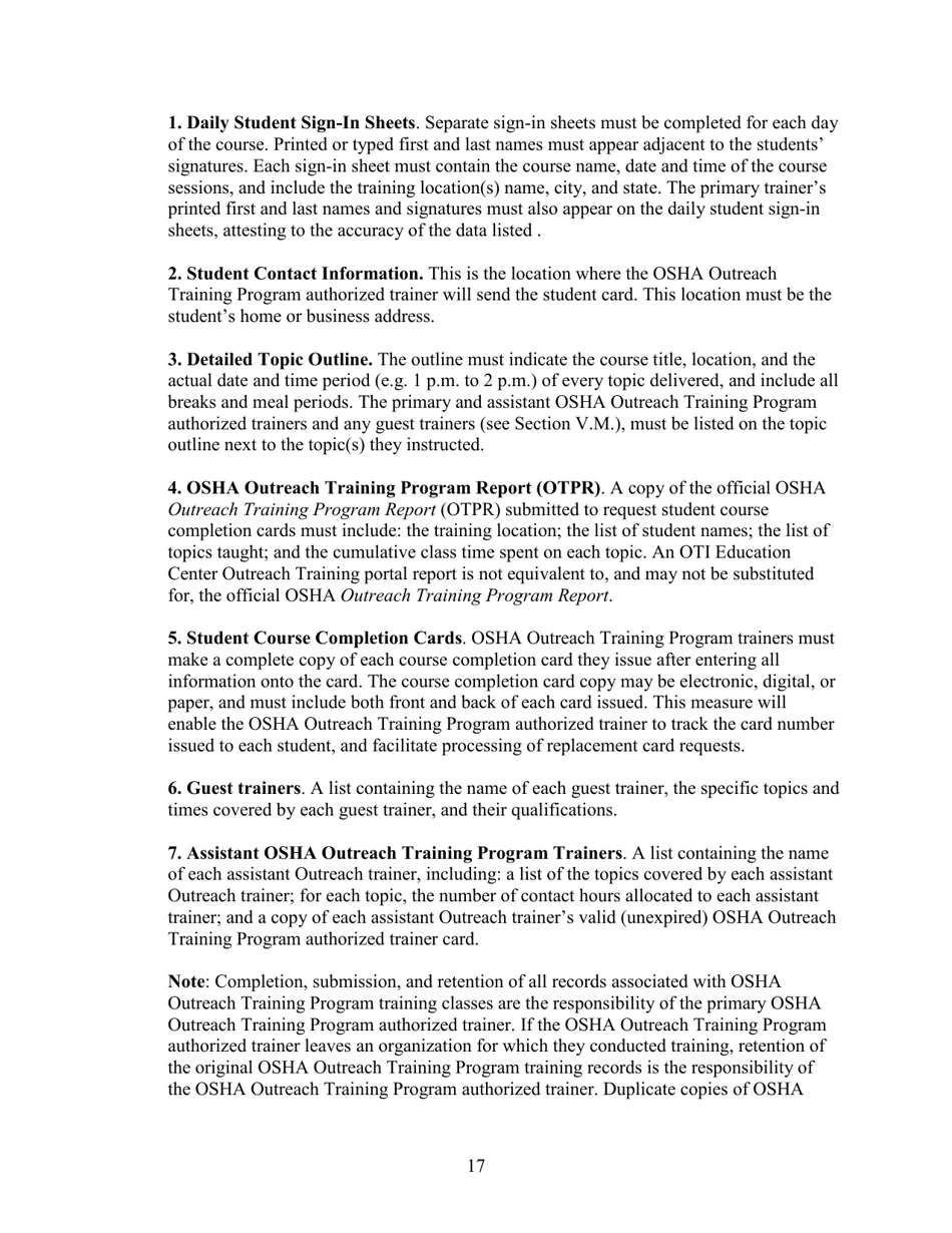Outreach Training Program Requirements, Page 23