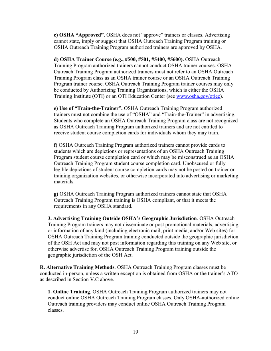 Outreach Training Program Requirements, Page 25