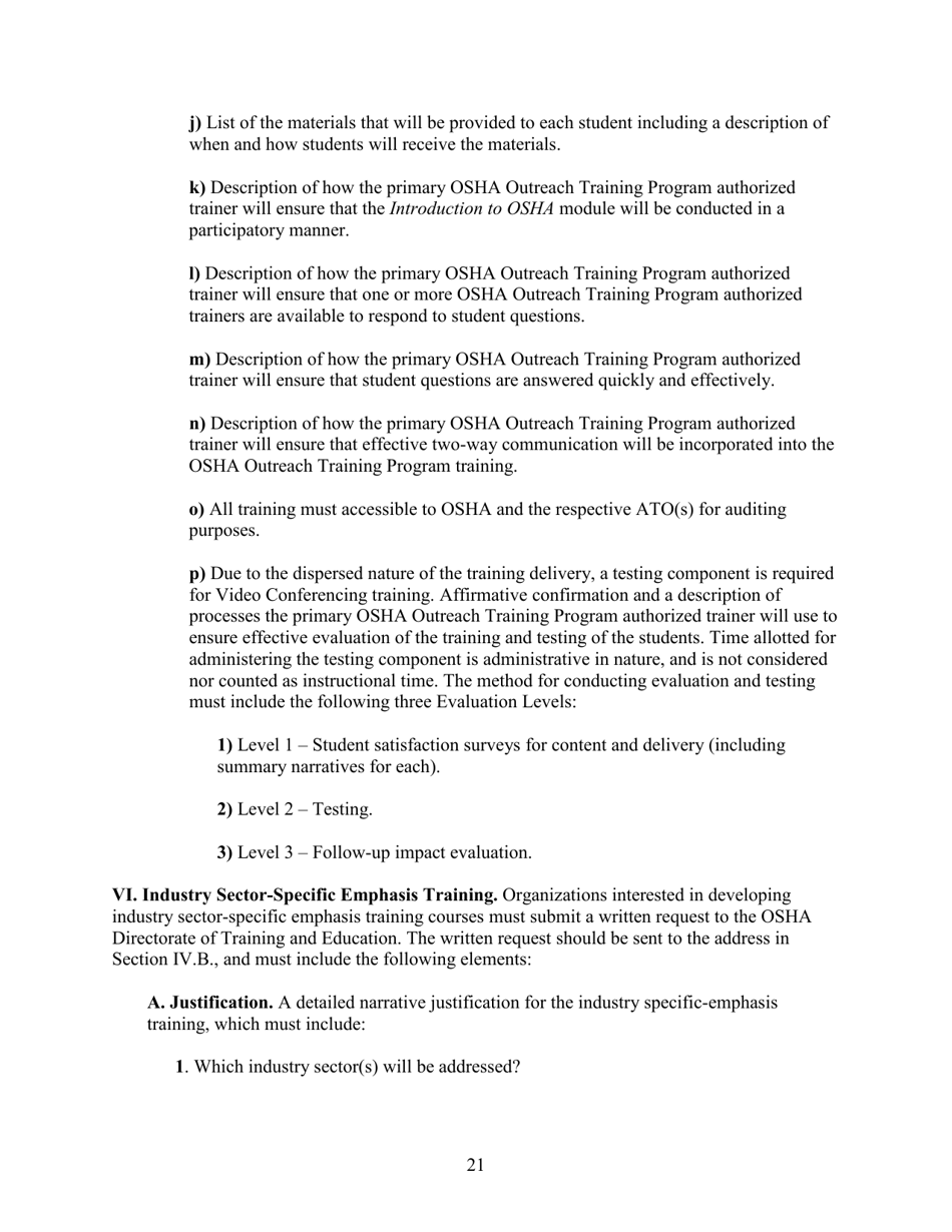 Outreach Training Program Requirements, Page 27