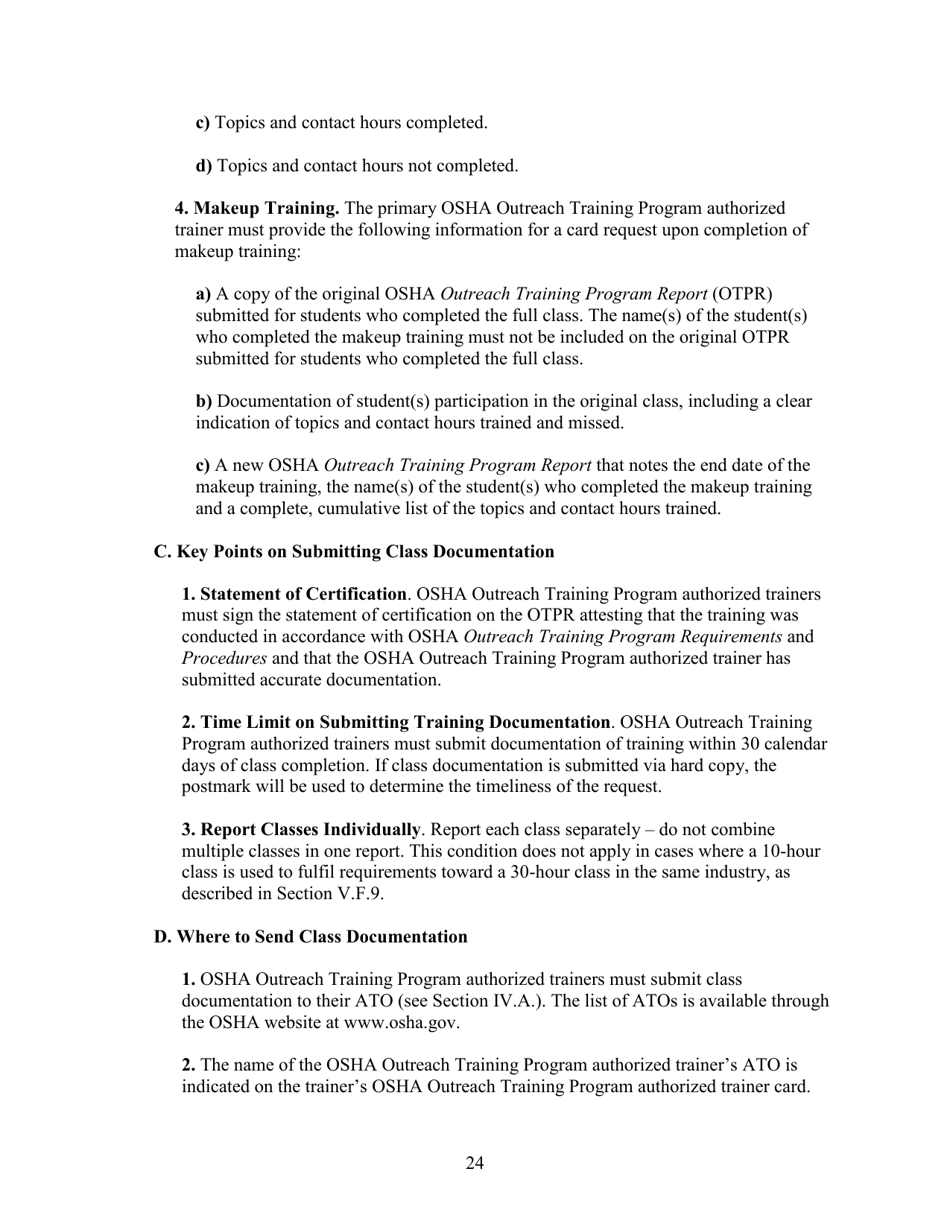 Outreach Training Program Requirements, Page 30