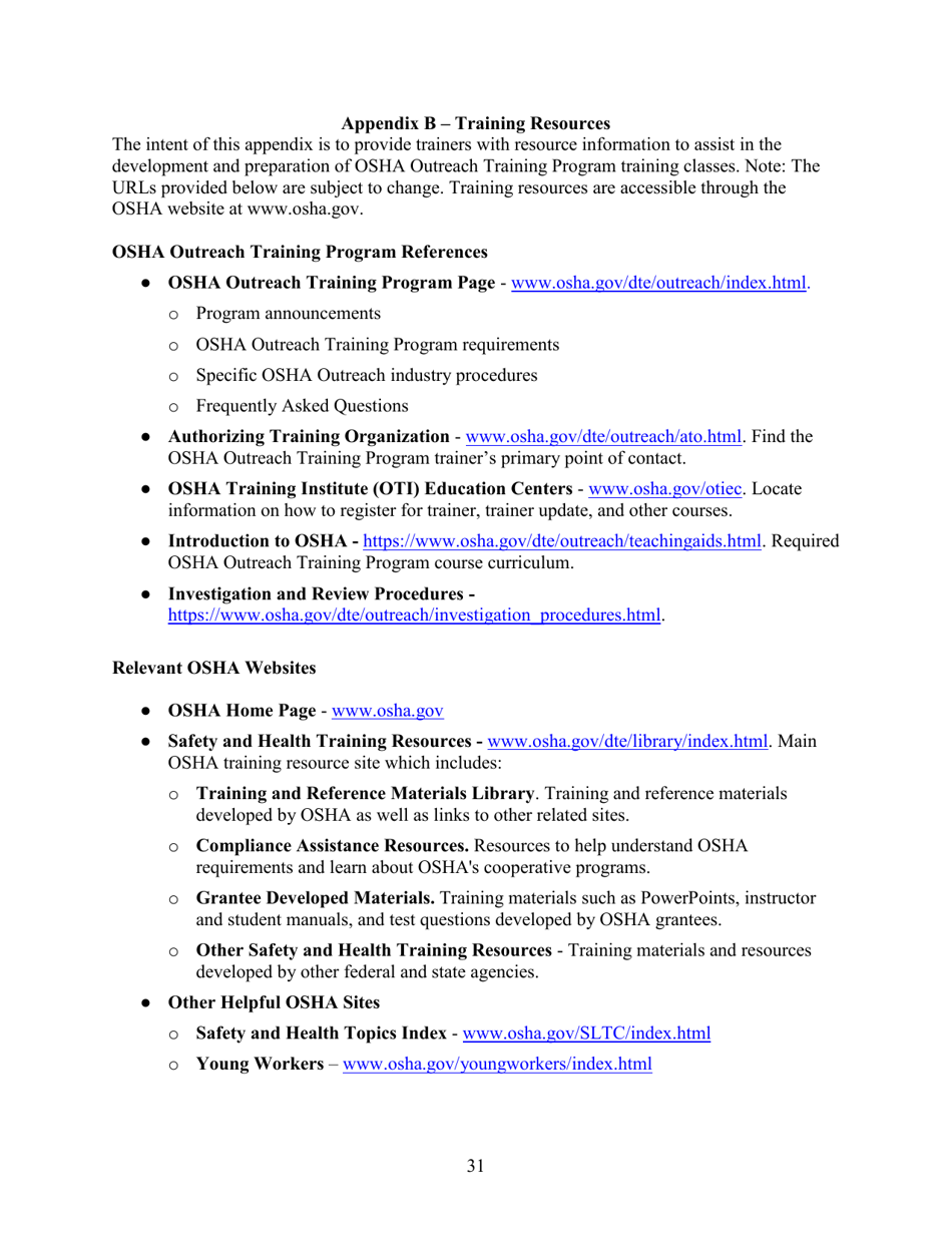 Outreach Training Program Requirements, Page 37