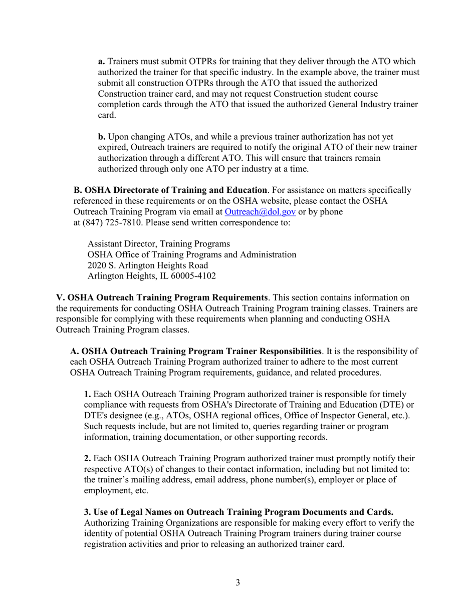 Outreach Training Program Requirements, Page 9