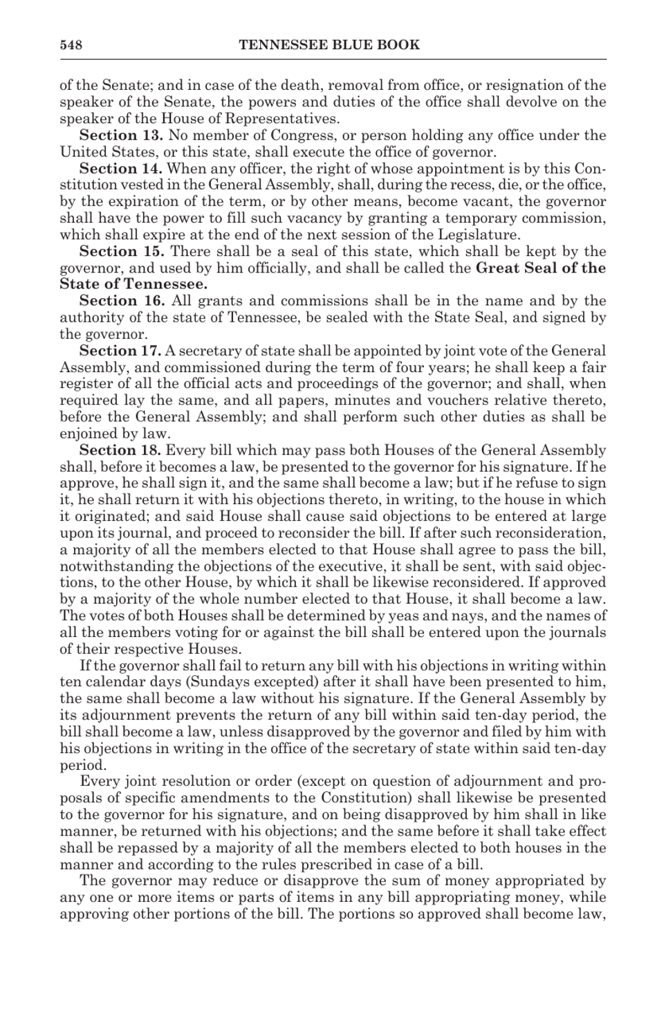 Tennessee Blue Book - Constitution of the State of Tennessee - Tennessee, Page 13