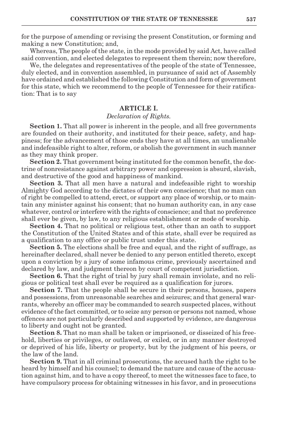 Tennessee Blue Book - Constitution of the State of Tennessee - Tennessee, Page 2
