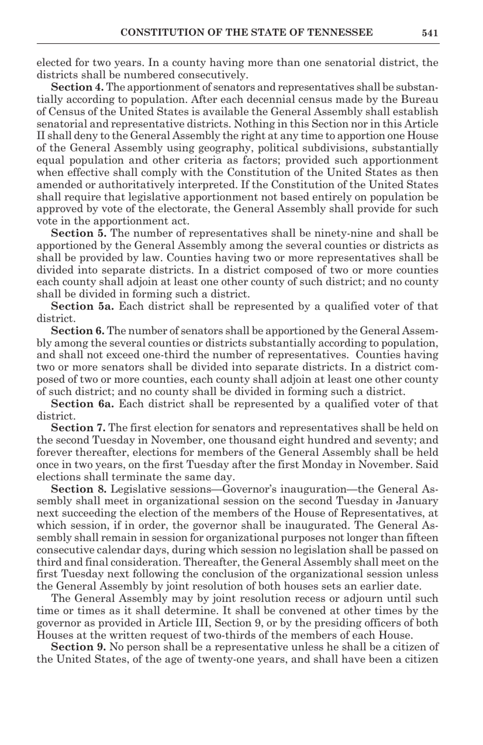 Tennessee Blue Book - Constitution of the State of Tennessee - Tennessee, Page 6