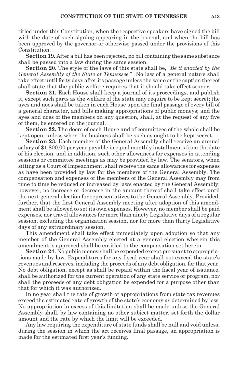 Tennessee Blue Book - Constitution of the State of Tennessee - Tennessee, Page 8