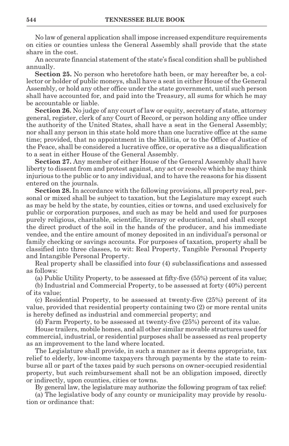 Tennessee Blue Book - Constitution of the State of Tennessee - Tennessee, Page 9