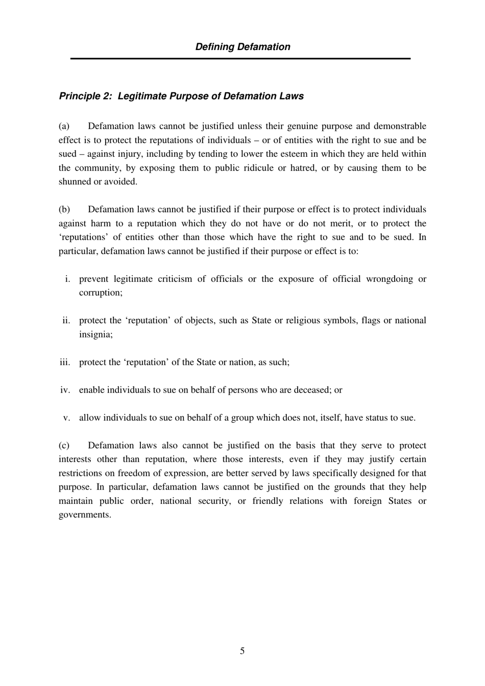 Defining Defamation: Principles on Freedom of Expression and Protection of Reputation - Article 19, Page 11