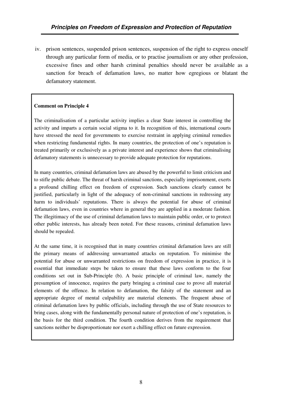 Defining Defamation: Principles on Freedom of Expression and Protection of Reputation - Article 19, Page 14