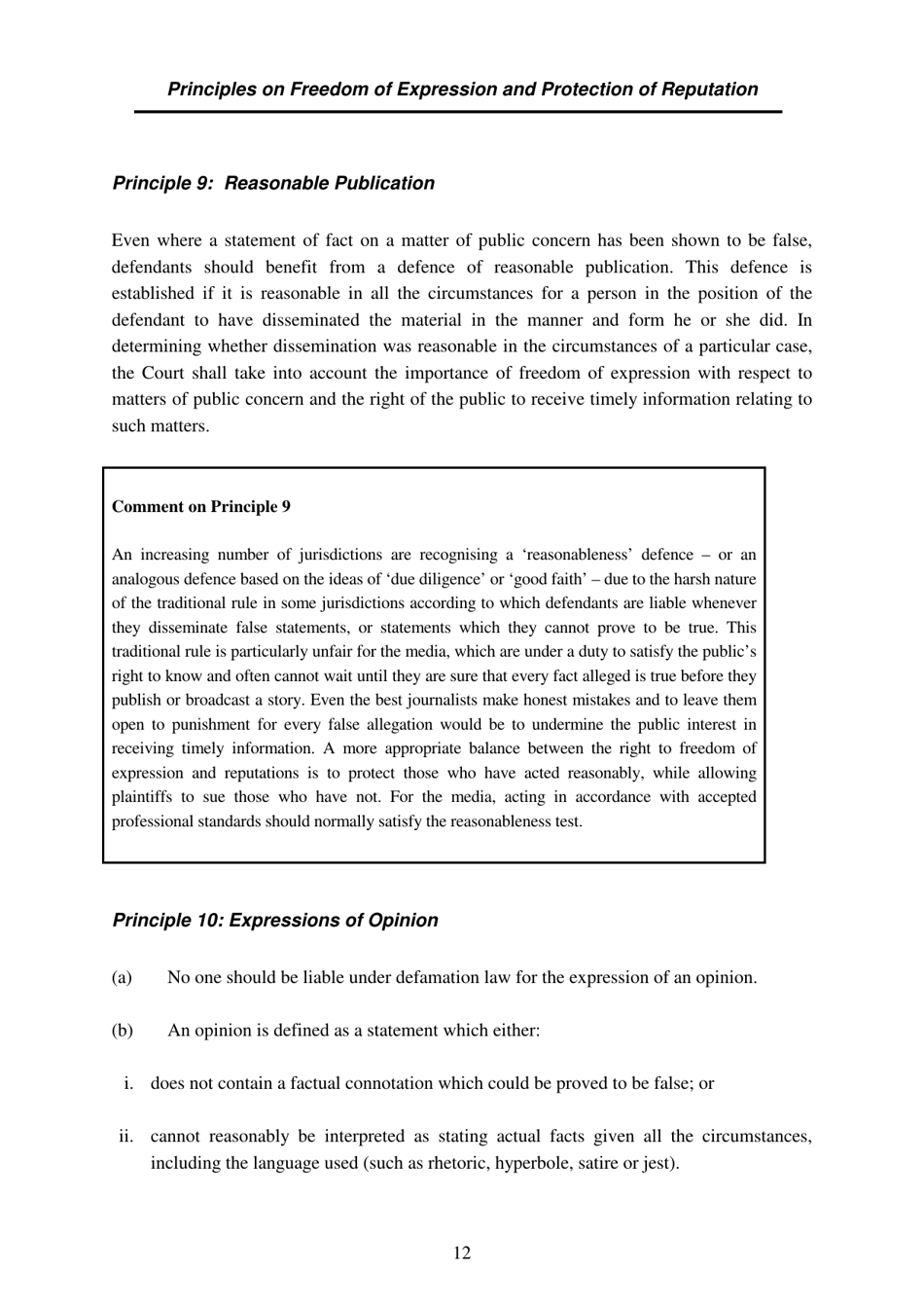 Defining Defamation: Principles on Freedom of Expression and Protection of Reputation - Article 19, Page 18