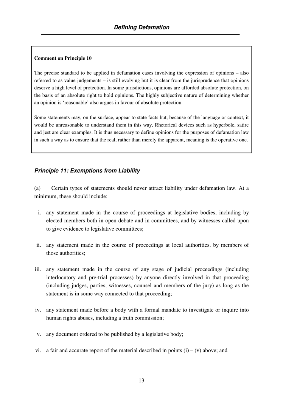 Defining Defamation: Principles on Freedom of Expression and Protection of Reputation - Article 19, Page 19