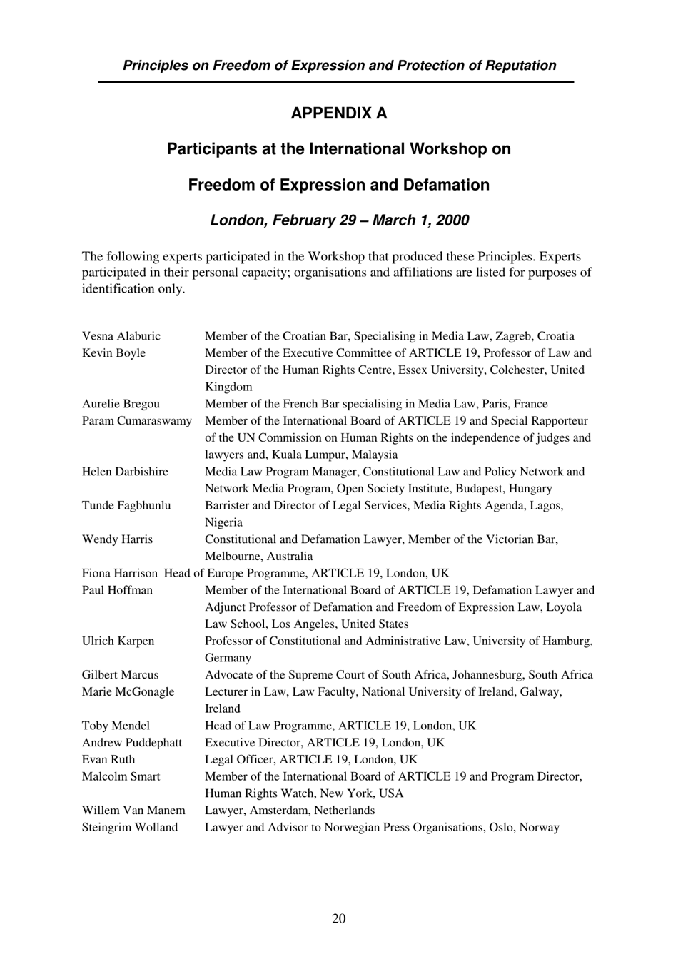 Defining Defamation: Principles on Freedom of Expression and Protection of Reputation - Article 19, Page 26