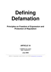 Defining Defamation: Principles on Freedom of Expression and Protection of Reputation - Article 19, Page 3