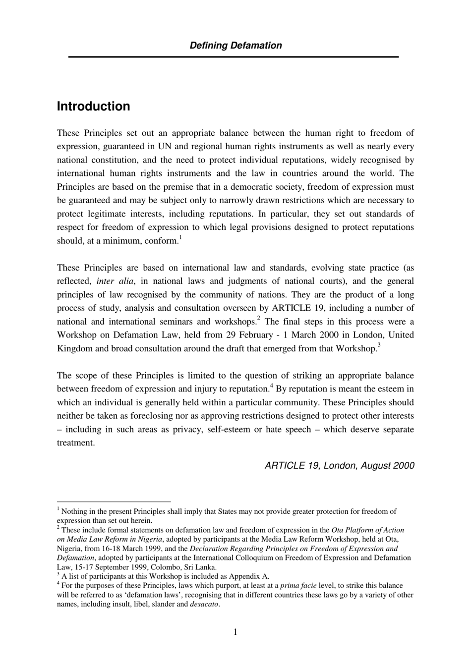 Defining Defamation: Principles on Freedom of Expression and Protection of Reputation - Article 19, Page 7