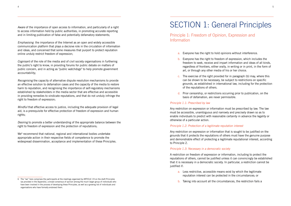 Defining Defamation: Principles on Freedom of Expression and Protection of Reputation - Article 19, Page 4