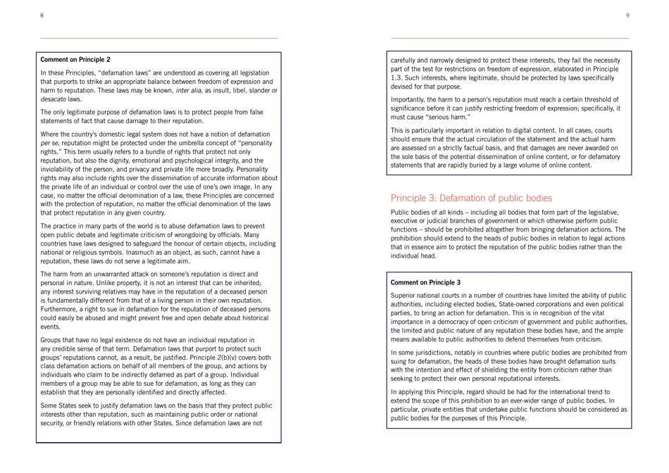 Defining Defamation: Principles on Freedom of Expression and Protection of Reputation - Article 19, Page 6
