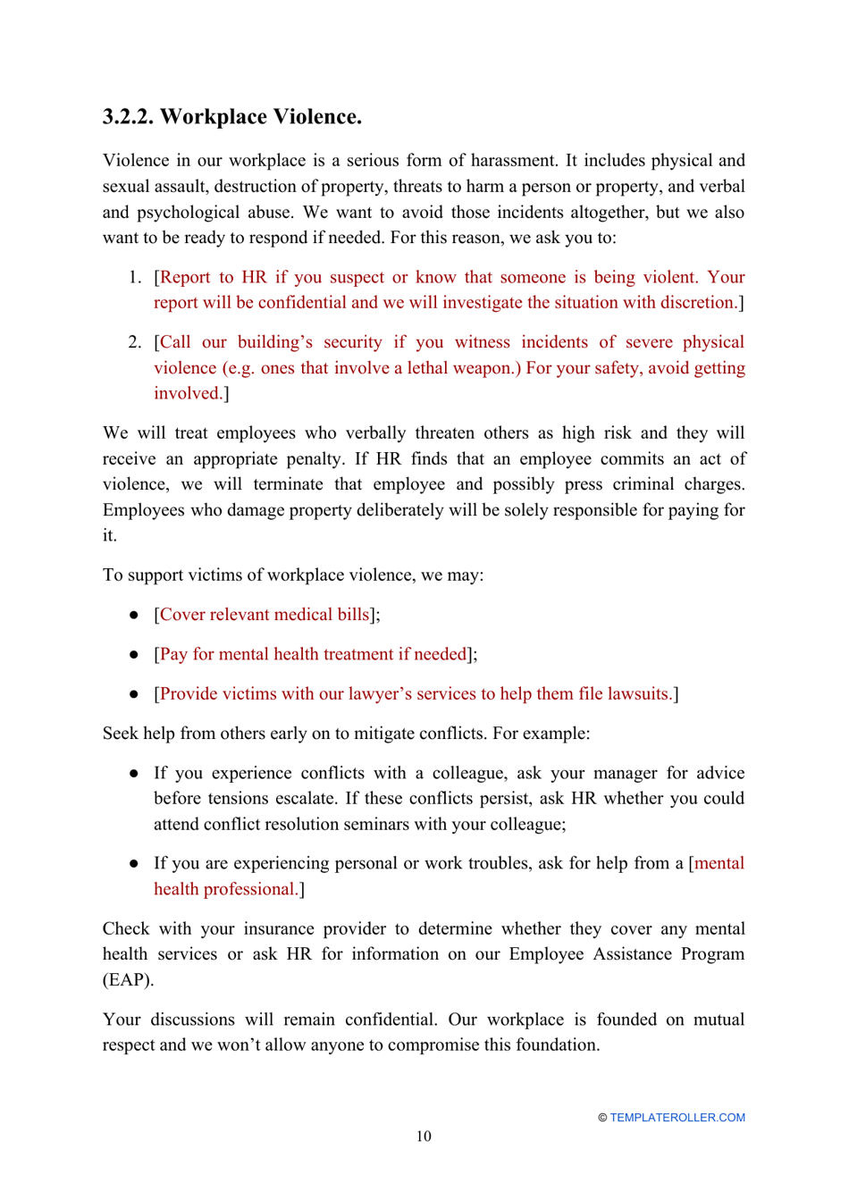 Employee Handbook Template, Page 10