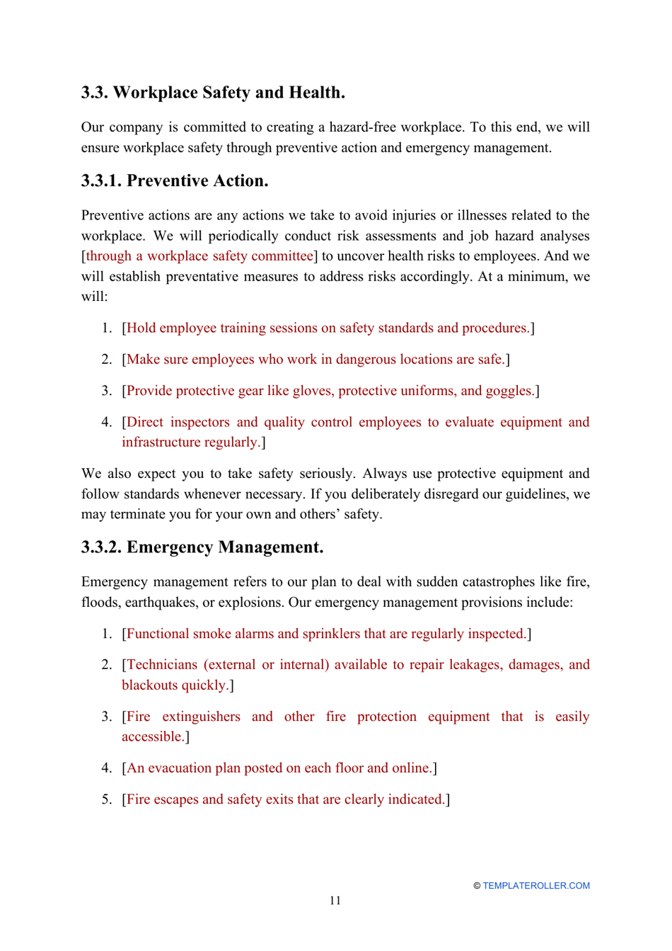 Employee Handbook Template, Page 11
