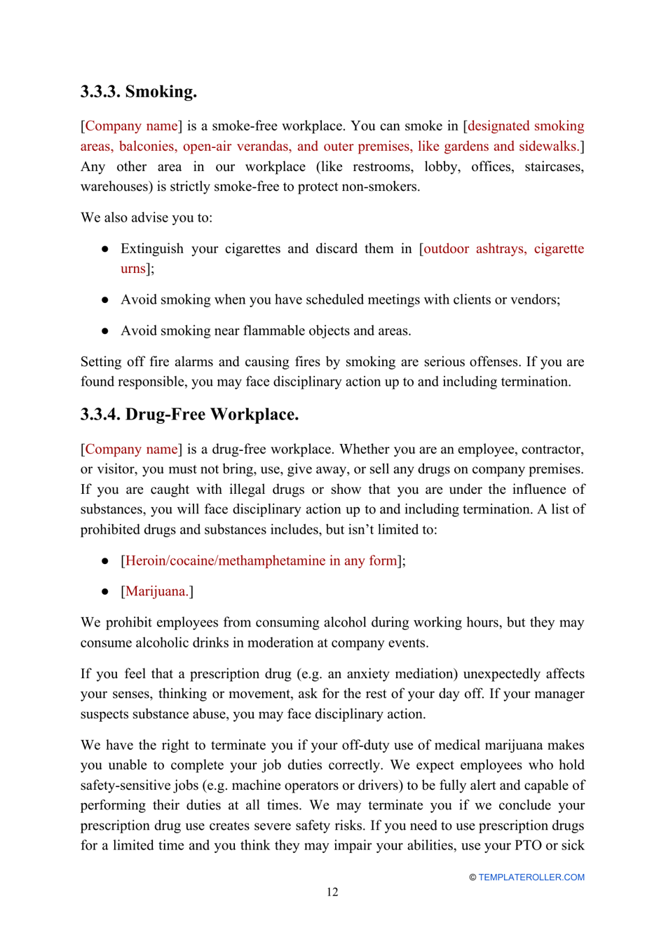 Employee Handbook Template, Page 12