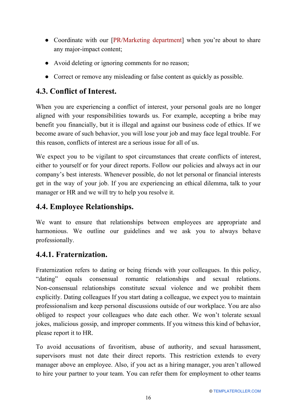 Employee Handbook Template, Page 16