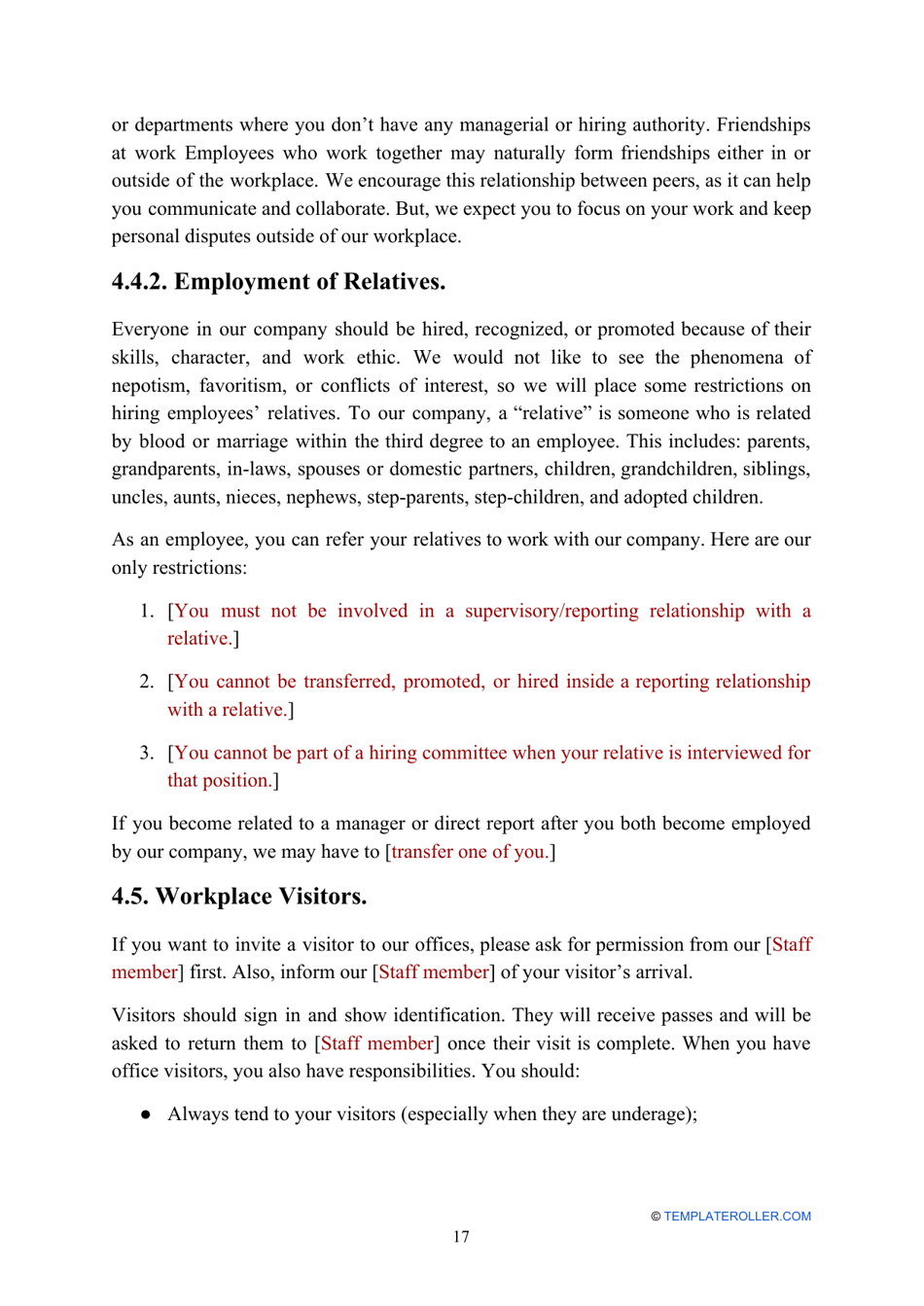 Employee Handbook Template, Page 17