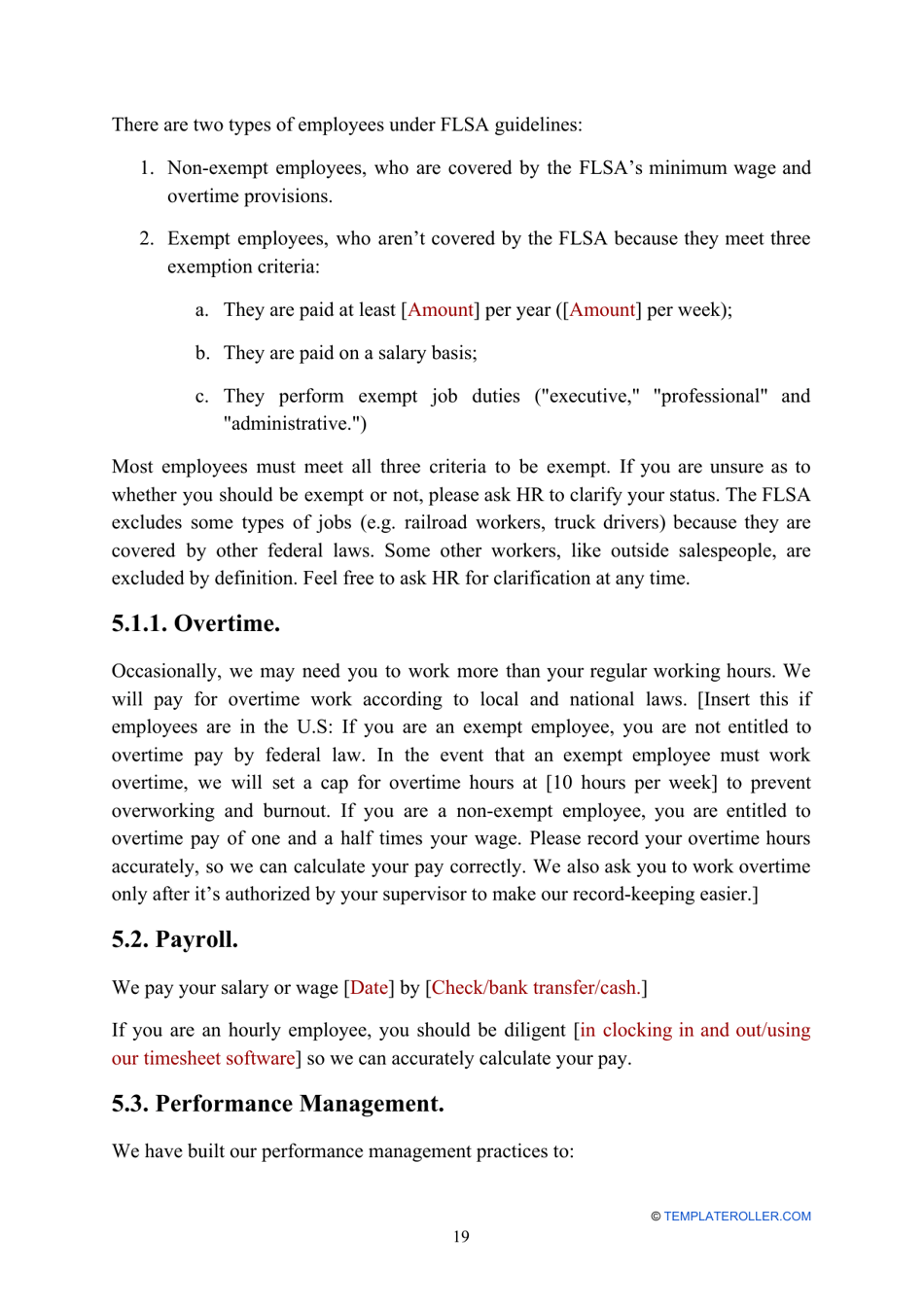 Employee Handbook Template, Page 19