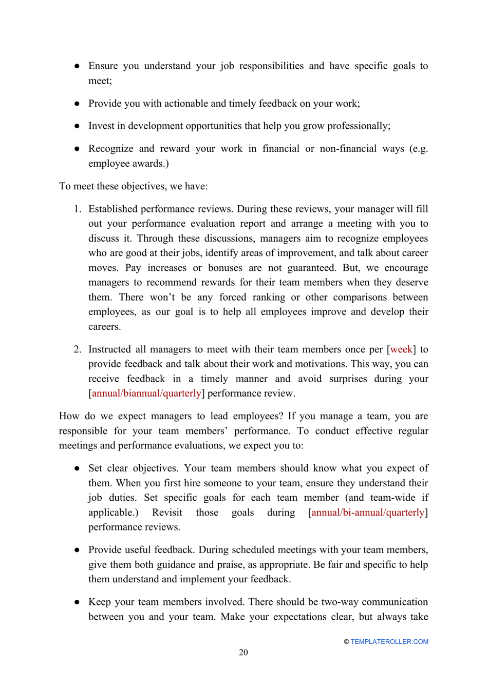 Employee Handbook Template, Page 20