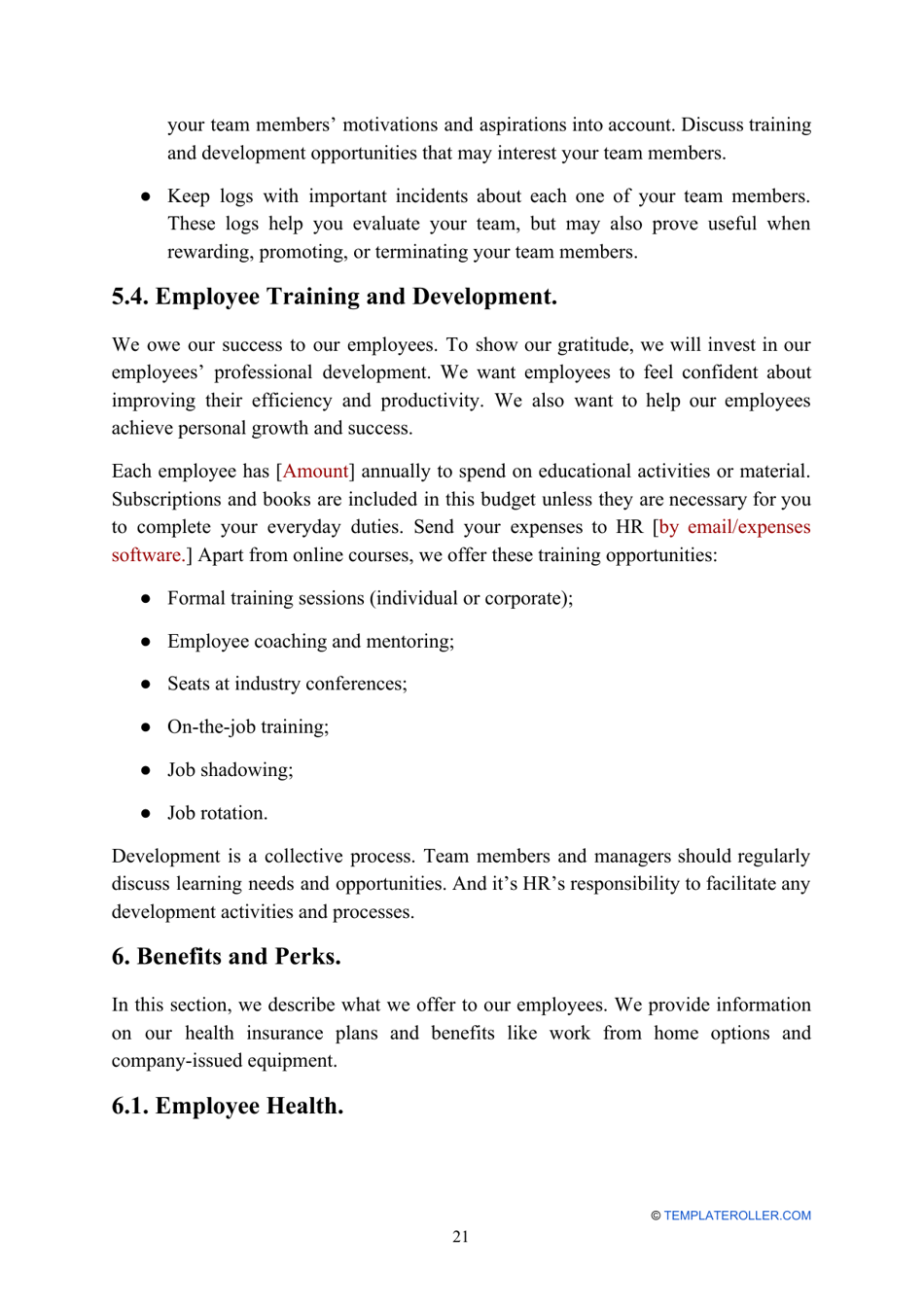 Employee Handbook Template, Page 21