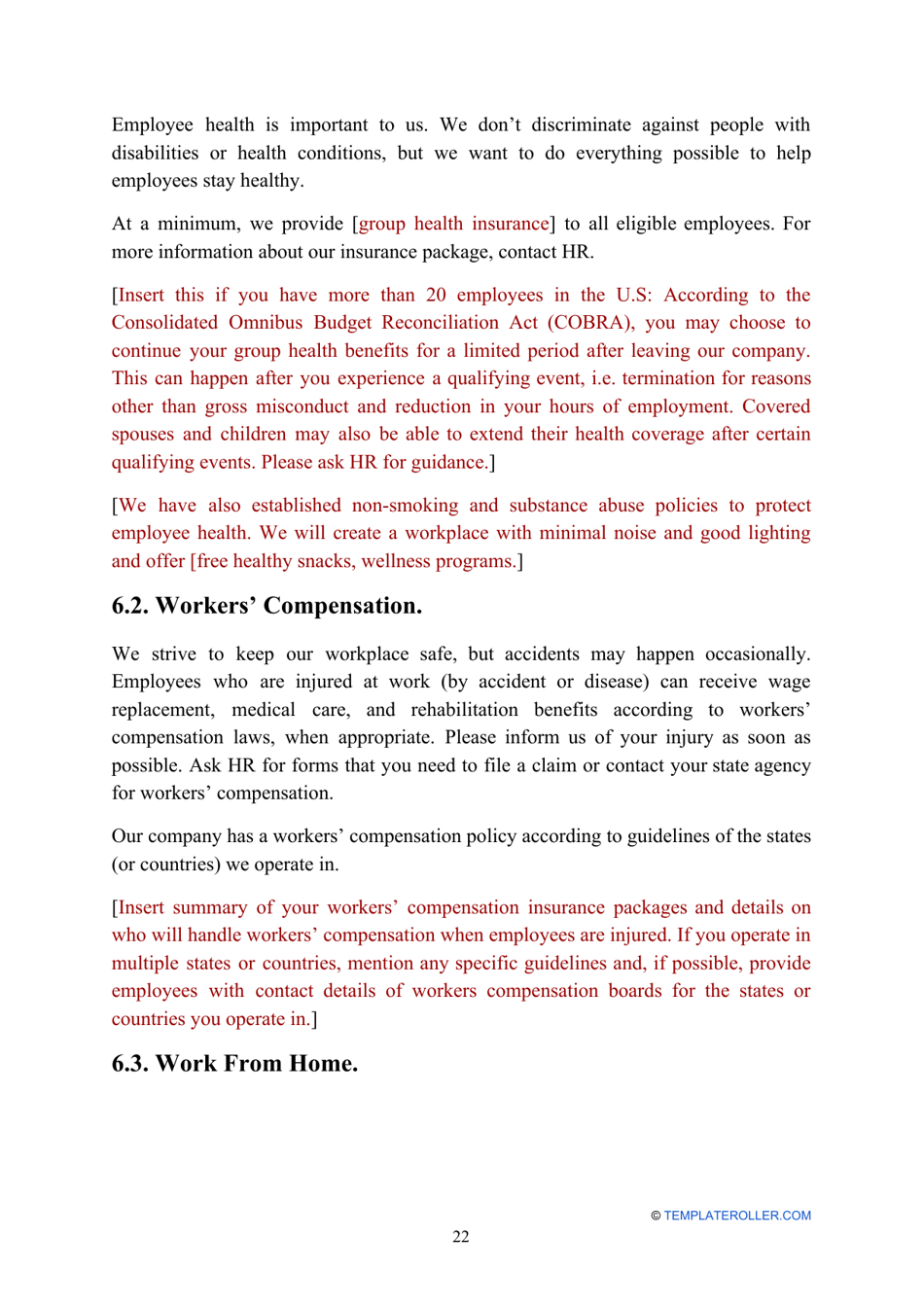 Employee Handbook Template, Page 22