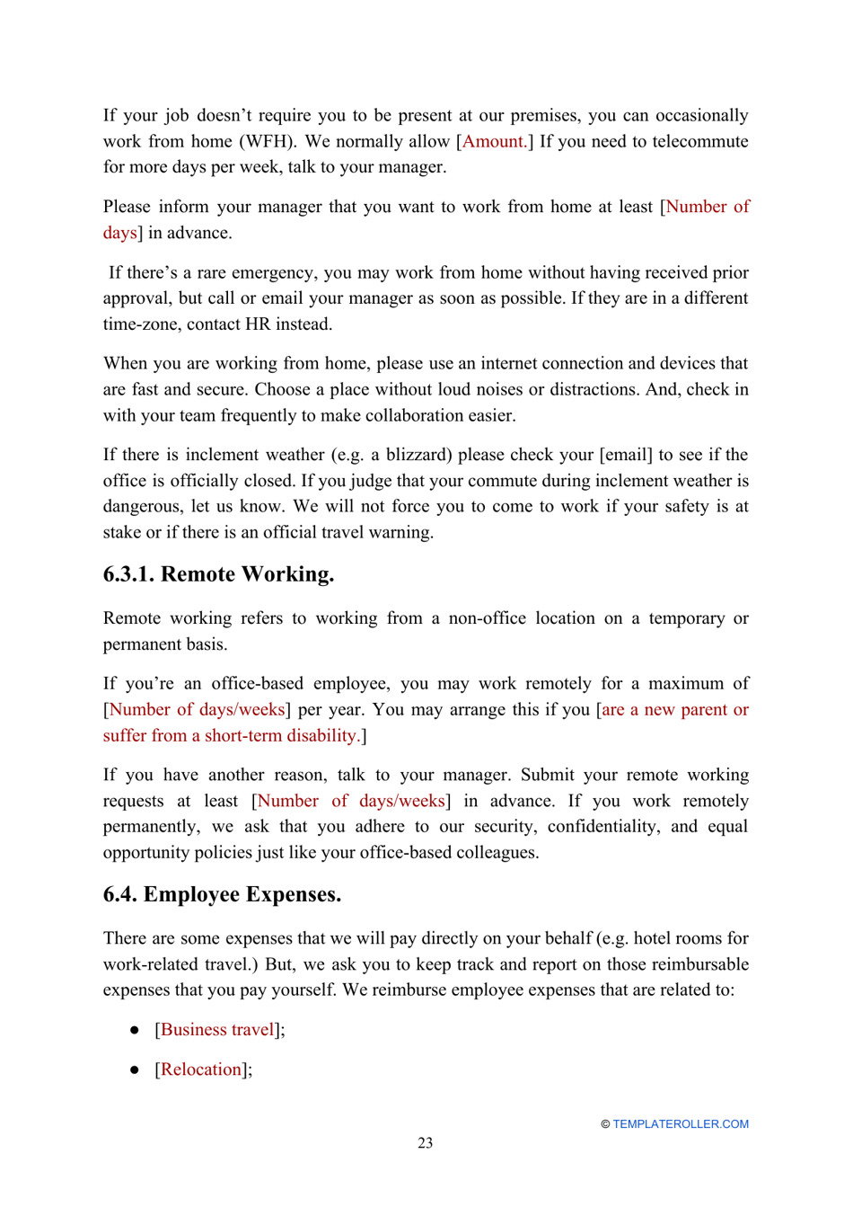 Employee Handbook Template, Page 23