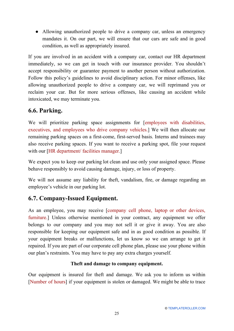 Employee Handbook Template, Page 25