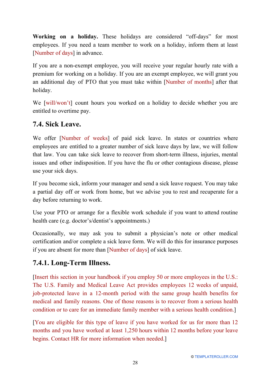 Employee Handbook Template, Page 28