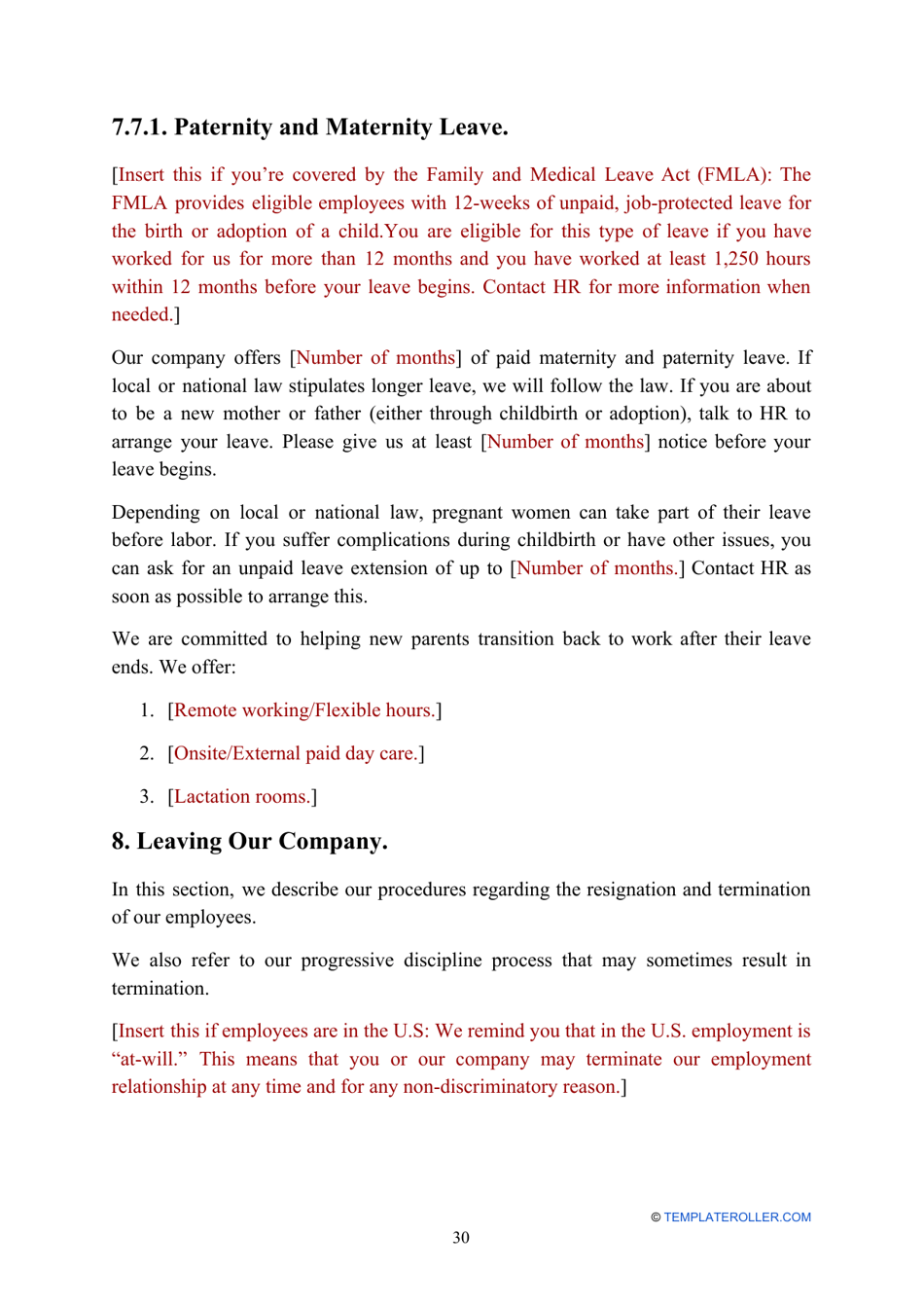 Employee Handbook Template, Page 30