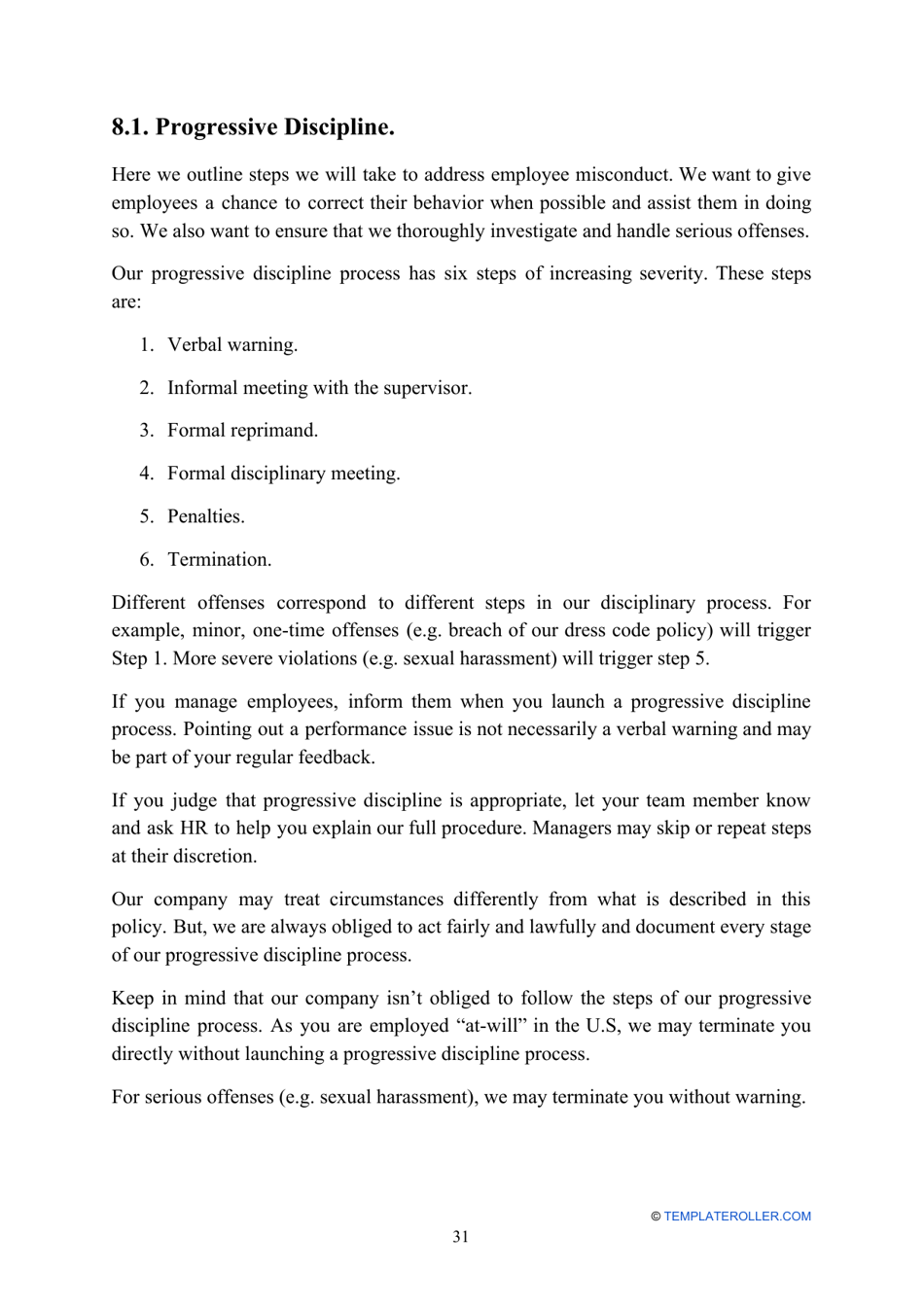 Employee Handbook Template, Page 31