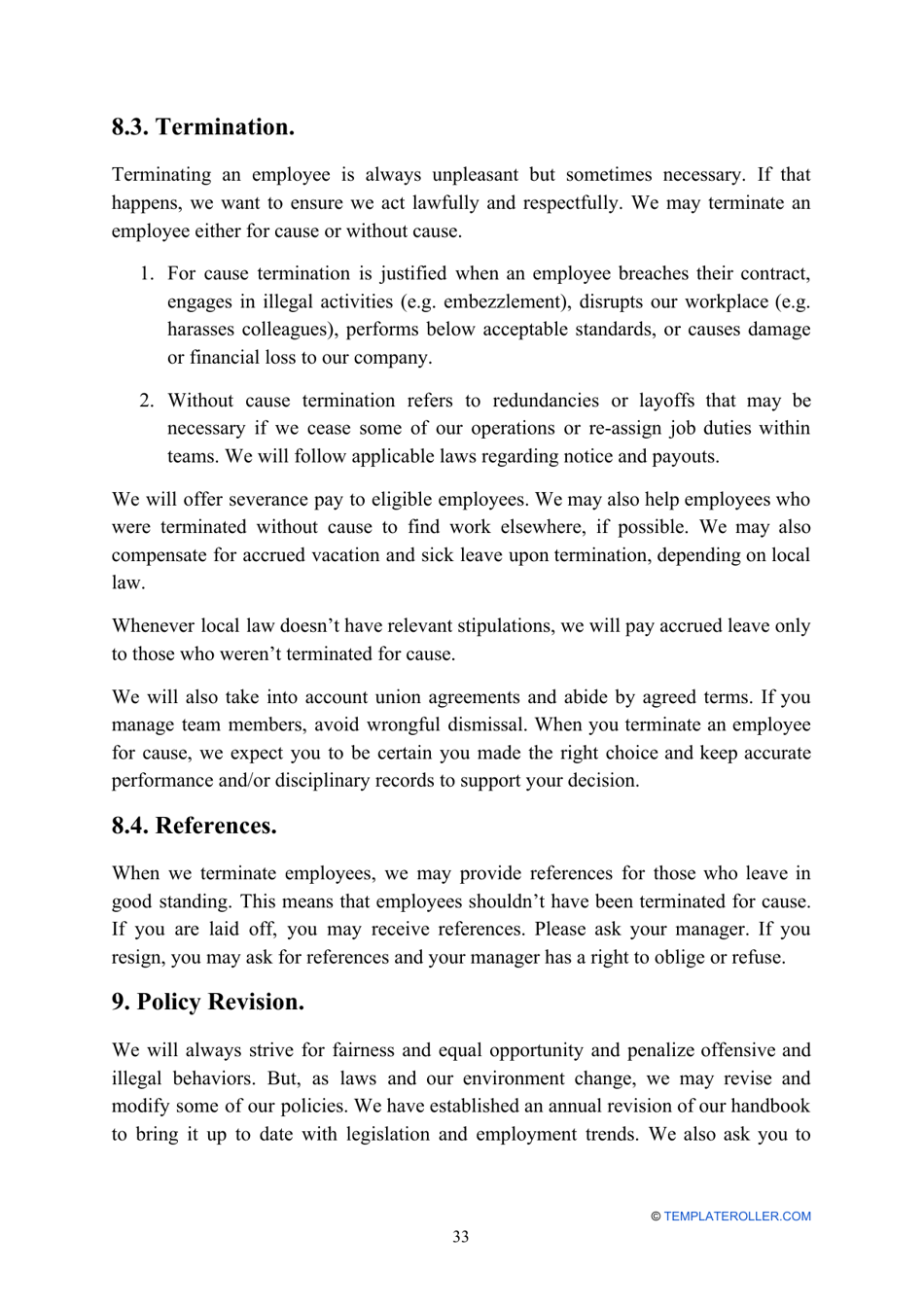 Employee Handbook Template, Page 33
