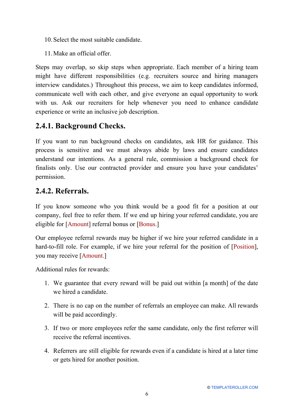 Employee Handbook Template, Page 6