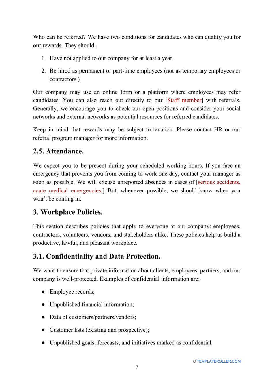 Employee Handbook Template, Page 7