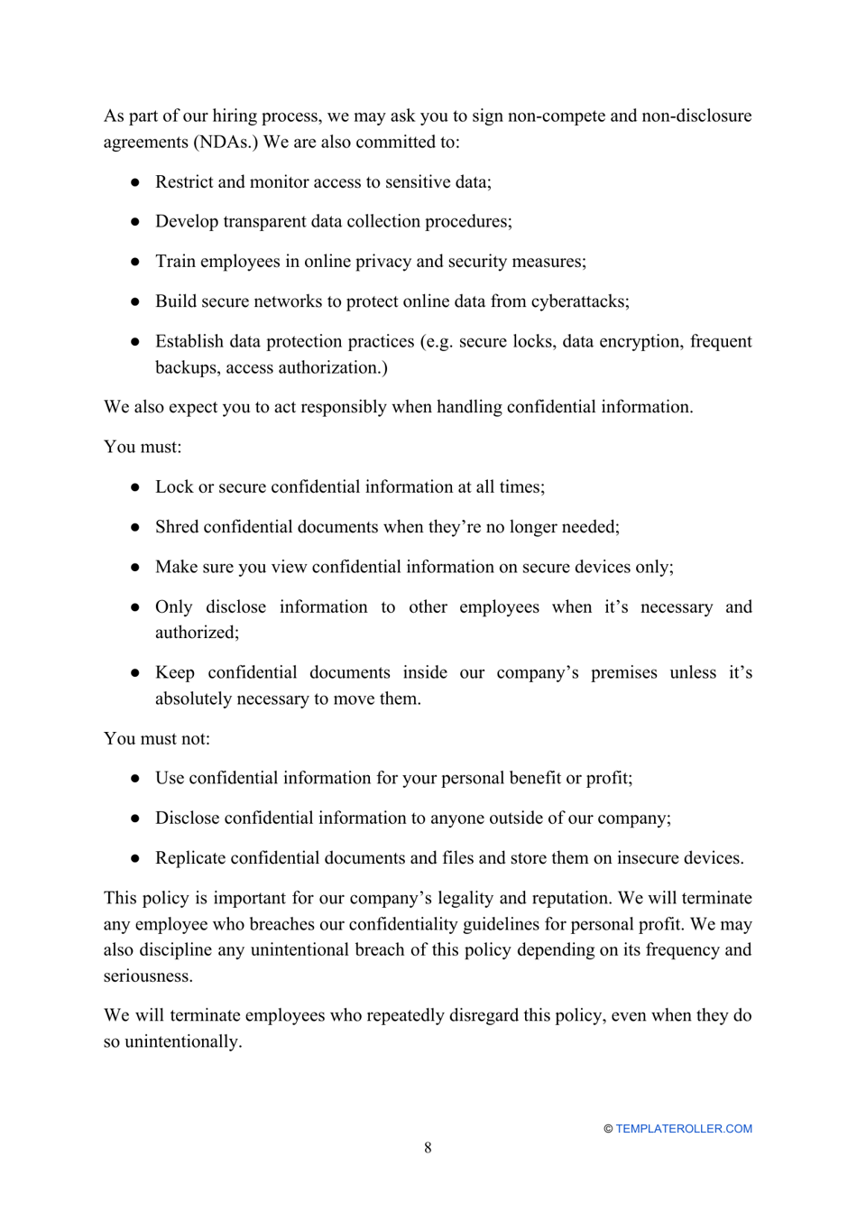 Employee Handbook Template, Page 8