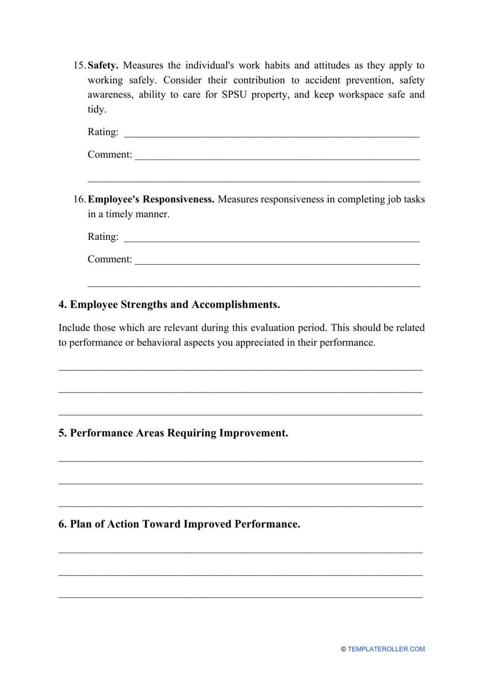 Employee Evaluation Form, Page 5