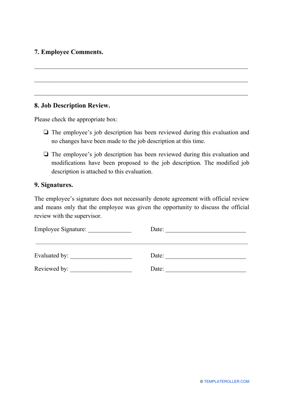 Employee Evaluation Form, Page 6