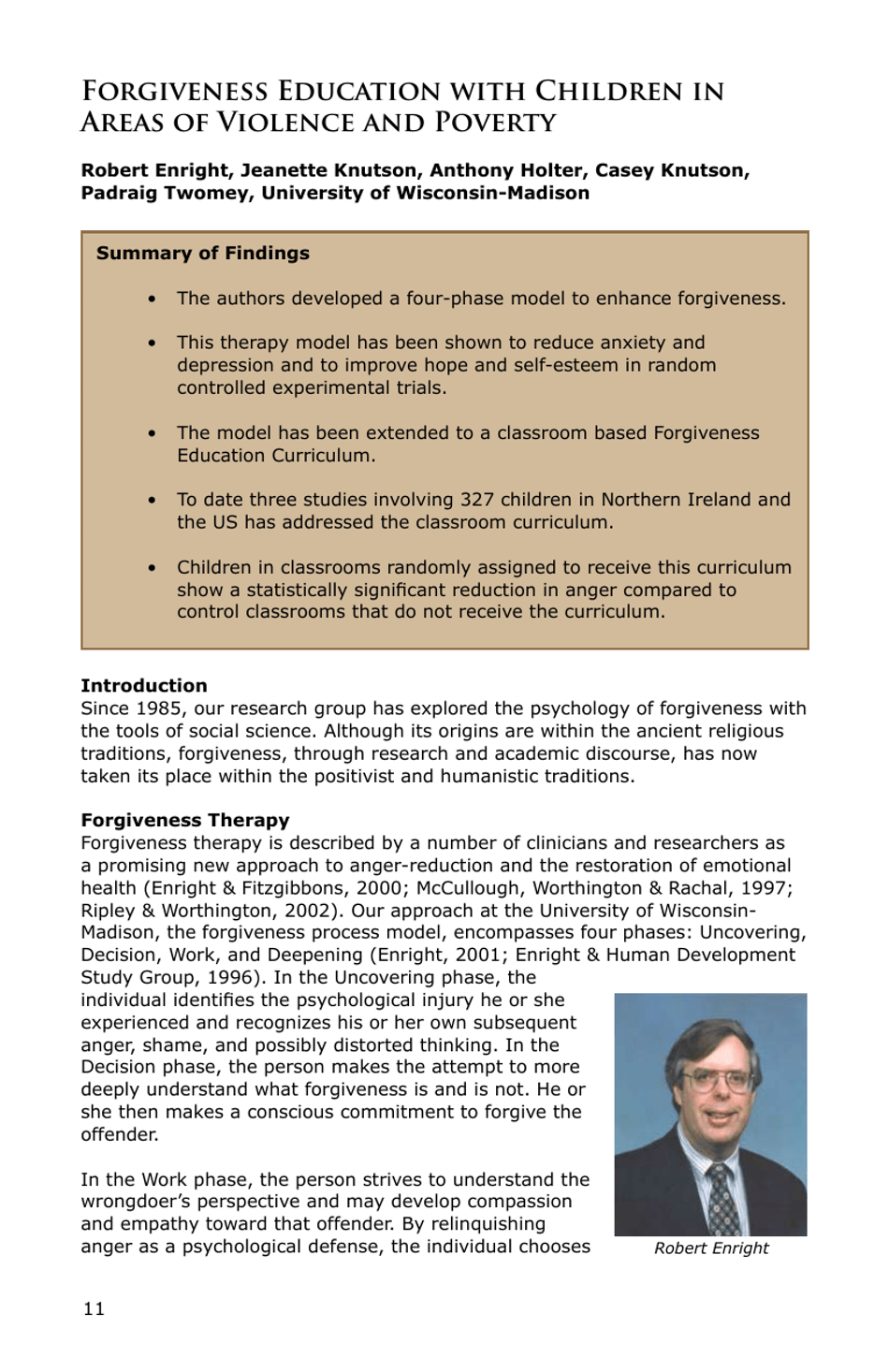Forgiveness: a Sampling of Research Results - American Psychological Association, Page 12